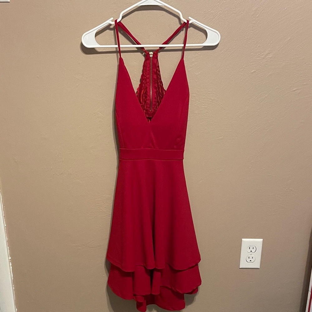 Red Ruffle Cocktail Dress